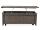 Paxton Place - Lift Top Storage Cocktail Table With Casters - Dovetail Gray
