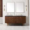 James Martin Amberly 72" Dual Mount Double Bathroom Vanity, Mid-Century Walnut