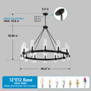 12-Light Matte Black Wagon Wheel Chandelier