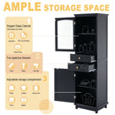 Tall Bathroom Storage Cabinet With Glass Doors, Free-Standing, Two Drawers, And Adjustable Shelves, Board, Painted Perfect For Displaying Your Favorite Items by HouseOfZazla
