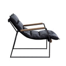 Luberzo - Accent Chair - Distress Espresso Top Grain Leather & Matt Iron