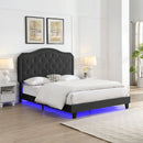 Queen Upholstered Bed Button Tufted with Curve Design