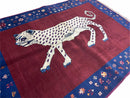 5 X 7 Handmade Zagros Wool Rug Snow White Panther Maroon Blue Organic Dyes