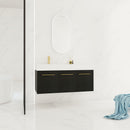 Contemporary 48" Wall Mounted Bathroom Vanity With Resin Sink And Soft Closing Doors And Line - Black Chestnut by HouseOfZazla