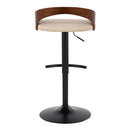 Grotto - Contemporary Adjustable Barstool With Swivel With Rounded T Footrest (Set of 2)