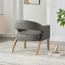 Upholstered Open Back Armchair With Weathered Rubberwood Legs by Unique Piece Furniture