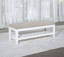 Bexhill Upholstered Rectangular Bench with Shelf White