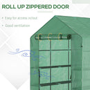 7' x 5' x 6.5' Walk-in Greenhouse, PE Cover, 3-Tier Shelves, Steel Frame Hot house, Roll-Up Zipper Door for Flowers, Vegetables, Saplings, Tropical Plants, Green