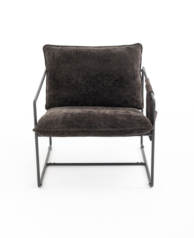 2 Sets 1 Case, Upholstered hanging armchair with arm pocket metal frame, crushed foam cushions and skin-friendly braid for living room and bedroom. Dark Gray