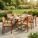 7 Pieces Acacia Wood Outdoor Dining Set by HouseOfZazla