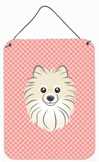 Checkerboard Pink Pomeranian Wall or Door Hanging Prints BB1207DS1216