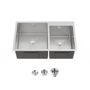 Stainless Steel Kitchen Sink, 32"x19" Double Bowl in Brushed Nickel by HouseOfZazla