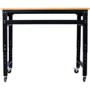 Wide Rolling Workbench For Garage, Adjustable Height, Workshop Tool Bench, Metal With Rubber Wood Top by HouseOfZazla