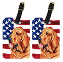 USA American Flag with Bloodhound Luggage Tag