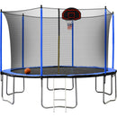 15FT Trampoline with Basketball Hoop Inflator and Ladder (Inner Safety Enclosure) Blue