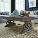 Solid Wood Cocktail Table With Vintage Dovetail Grey Finish