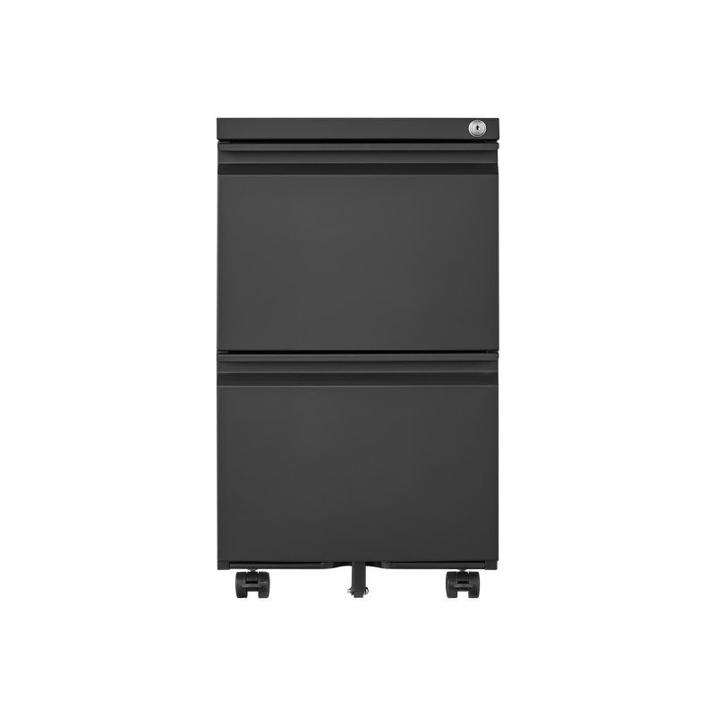 2 Drawer File Cabinet with Lock, Metal Under Desk Rolling Filing Cabinet fits Letter/Legal/A4 Size for Home Office, Mobile Filing Cabinet, Assemble Required, Black