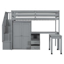 Loft Bed With Stairs, Bookshelf, Drawers, Desk & Wardrobe, Space Saving Multifunctional Furniture by HouseOfZazla