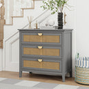 3 Drawer Cabinet, Natural Rattan, American Furniture by HouseOfZazla