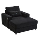 Modern Style Armchair Chaise Lounge Sofa Couch With Movable Storage Ottoman, USB Ports, Cup Holders, Phone Holder, Side Pockets by HouseOfZazla