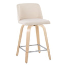 Toriano - Contemporary Fixed Height Counter Stool With Swivel With Square Footrest (Set of 2)