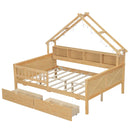 House Style Platform Bed With LED Lights, Storage Shelves, Drawers, And Guardrail by Unique Piece Furniture