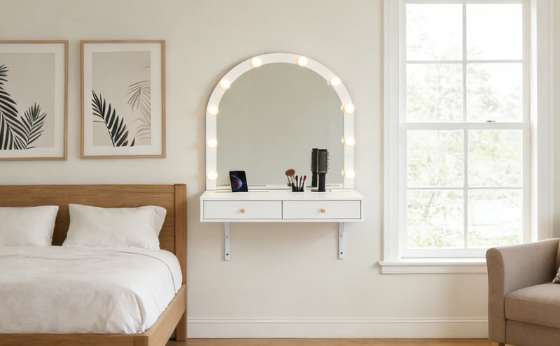 Floating Makeup Vanity Desk with Mirror & 3-Color Lights, photo 7 of 10