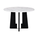 5-Piece Round Dining Table set, 43-Inch Modern Dining Table and 4 Upholstered Chairs for Dining Room, Kitchen Room, Living Room, Easy Assembly