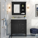 Bathroom Vanity With Top Sink, 2 Doors And 3 Drawers, Freestanding Set With Mirror Cabinet