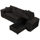 Modern L-Shape 3 Seat Reversible Sectional Couch, Pull Out Sleeper Sofa With Storage Chaise And 2 Stools For Living Room Furniture Set by HouseOfZazla