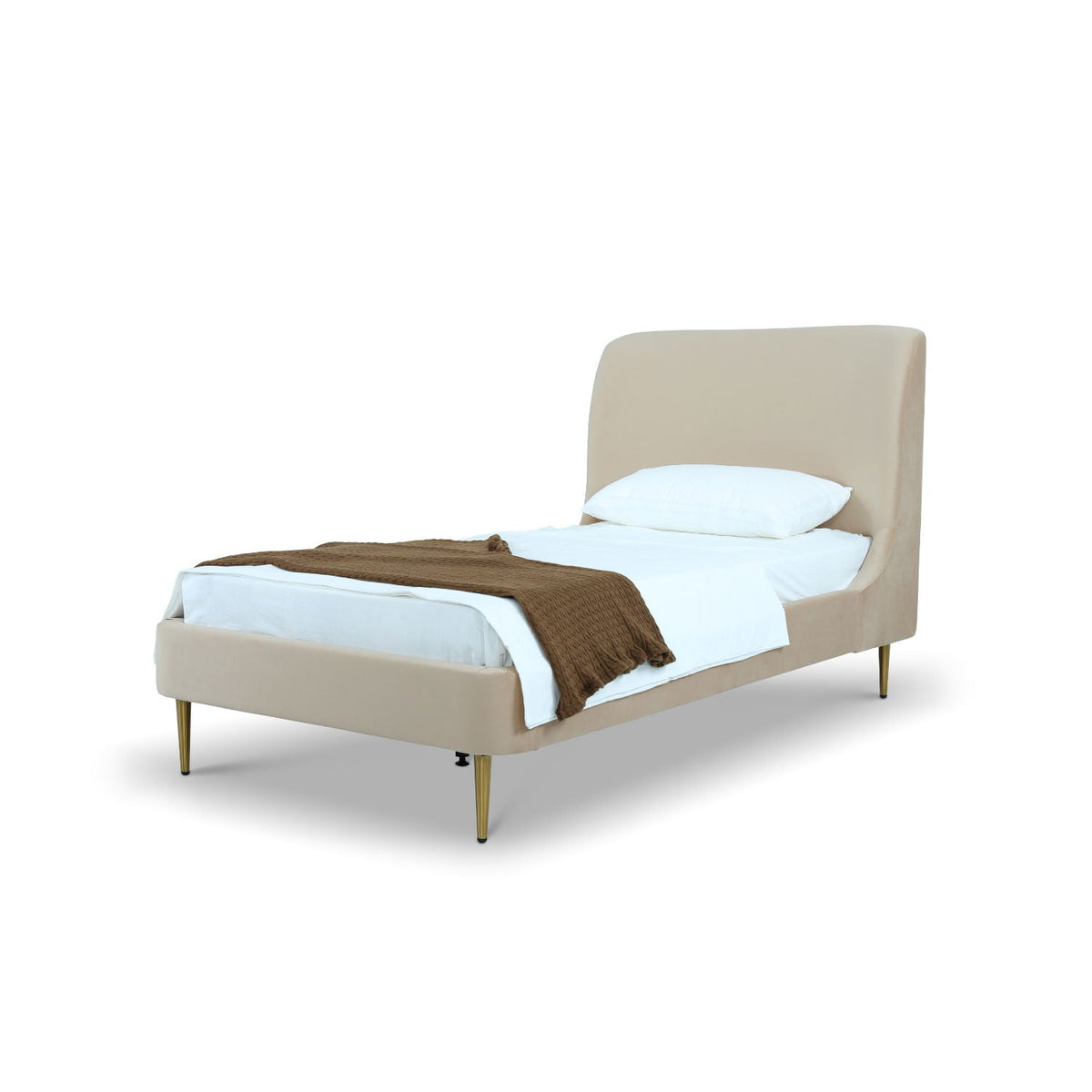 Mid-Century Modern Upholstered Bed With Curved Headboard, photo 35 of 40