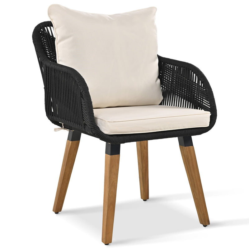 5 Pieces Patio Furniture Chair Sets, Patio Conversation Set With Wicker Cool Bar Table, Ottomans,Outdoor Furniture Bistro Sets for Porch,Backyard,Balcony,Poolside Black&Beige