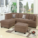 Truffle Waffle Suede Sectional Sofa With Tufted Cushions And Accent Pillows, Reversible Chaise - Neutral by HouseOfZazla