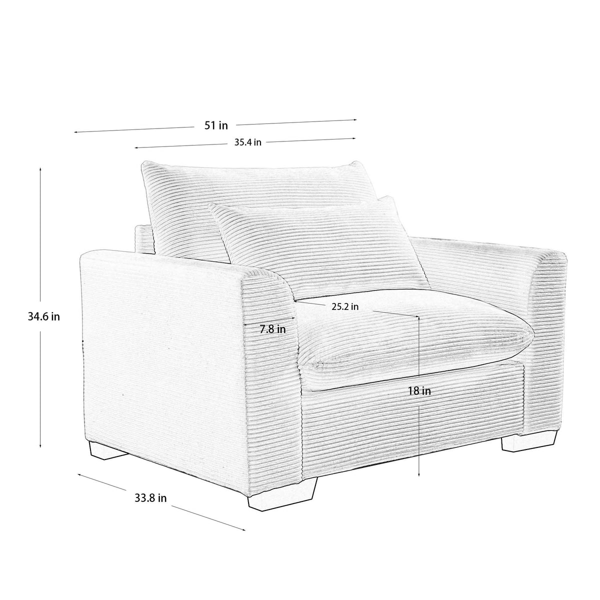 Green Corduroy Deep Seat Single Sofa Accent Chair, photo 8 of 10