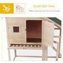 55"L 2-Tier Wooden Rabbit Hutch Bunny Cage Small Animal House with Ramp, Waterproof Roof, Removable Tray and Outdoor Run
