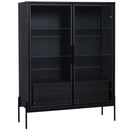 Modern Minimalist Style LED Curio Cabinet With Tempered Glass Door, Metal Legs by Unique Piece Furniture
