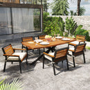 Modern 7-Piece Dining Set with Acacia Wood and Iron Frame by HouseOfZazla