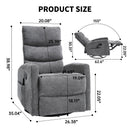 Heat Massage Manual Recliner Chair with Rocker and Swivel in Fabric