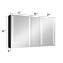 50x30 Inch LED Bathroom Medicine Cabinet Surface Mount Double Door Lighted Medicine Cabinet, Medicine Cabinets for Bathroom with Mirror Defogging, Dimmer Black