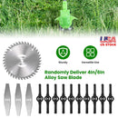 14Pcs Grass Trimmer Blades Accessories Weed Cutter Attachments 10Pcs 5.35In Plastic Blades 3Pcs 6In Stainless Steel Blades 1Pc 4In/6In Alloy Saw Blade