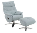 Janella - Top Grain Leather Accent Chair With Swivel & Ottoman - Baby Blue by HouseOfZazla