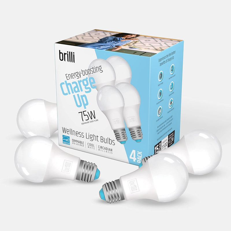 Charge Up A19 75 Watt Dimmable 5000K LED Light Bulb by Brilli (4 Pack)