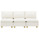 88-inch simple, modern and ultra-comfortable straight-row three-seater off-white flannel sofa is suitable for living rooms, bedrooms and balconies.