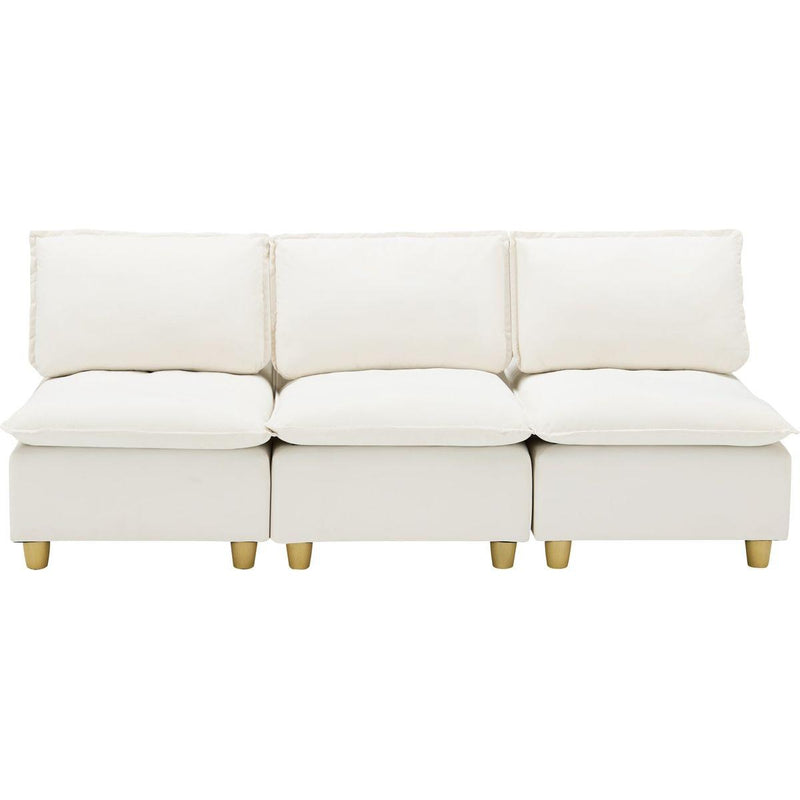 88-inch simple, modern and ultra-comfortable straight-row three-seater off-white flannel sofa is suitable for living rooms, bedrooms and balconies.
