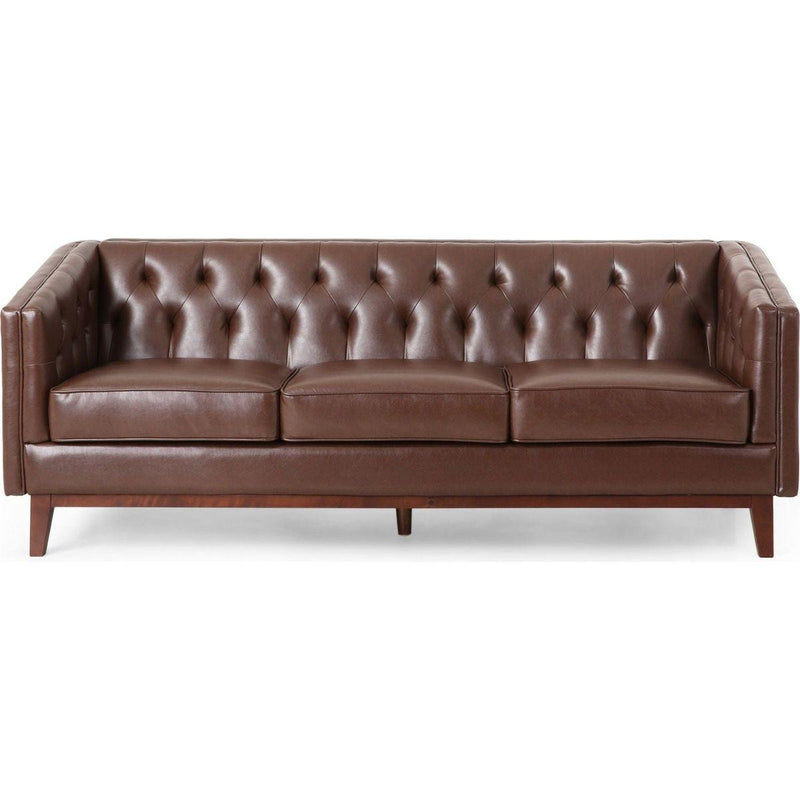 81" PU Sofa,Tufted Back,Solid Wood legs,Living Room and Study