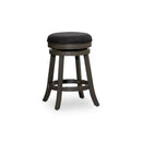 24" Counter Stool, Weathered Gray Finish, Charcoal Fabric Seat