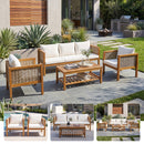 4 Pieces Patio Sofa Set - Outdoor Seating Group for 5