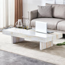 A modern and practical coffee table with imitation marble patterns, made of MDF material. The fusion of elegance and natural fashion 47.2"x 23.6"x 12 "