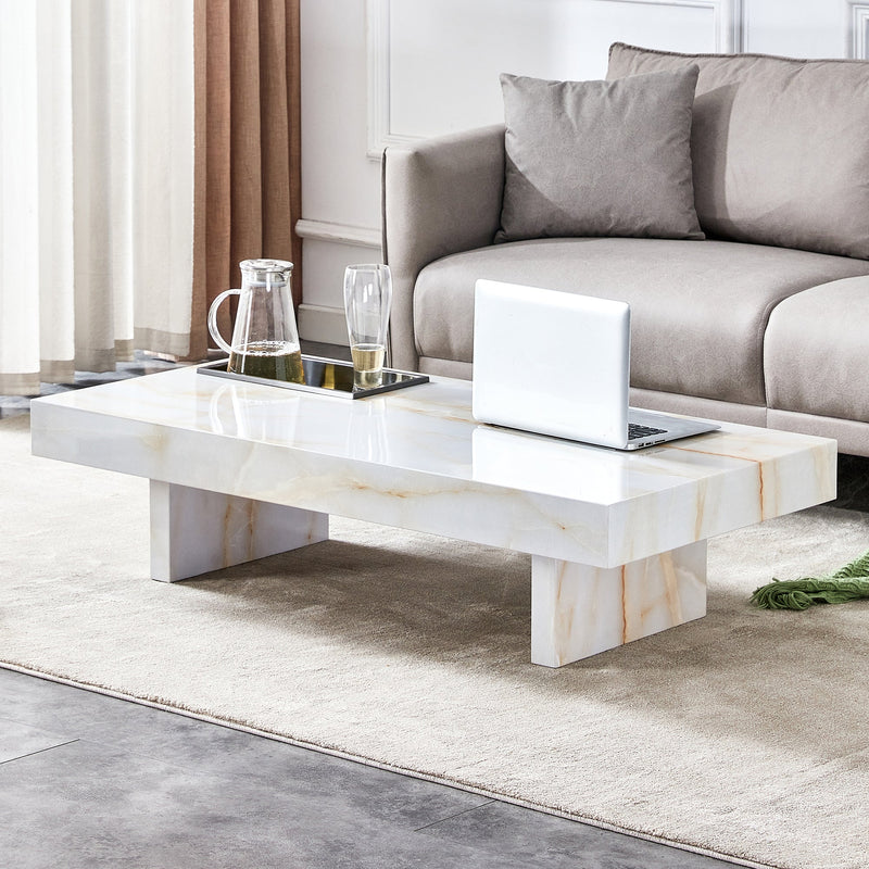 A modern and practical coffee table with imitation marble patterns, made of MDF material. The fusion of elegance and natural fashion 47.2"x 23.6"x 12 "