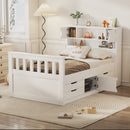 Captain Platform Bed Frame With Storage Bookcases, Shelves, And 4 Drawers by HouseOfZazla